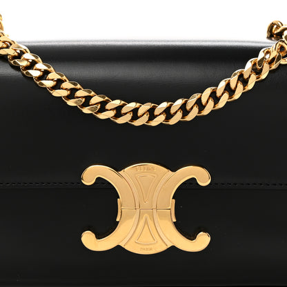 Celine Shiny Calfskin Triomphe Chain Shoulder Bag Black 8 of 10