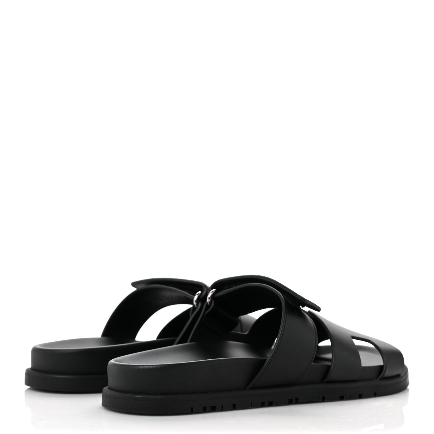Hermes Calfskin Womens Chypre Sandals 36.5 Black 4 of 8
