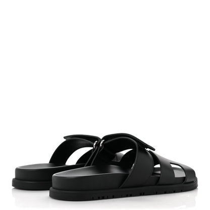 Hermes Calfskin Womens Chypre Sandals 36.5 Black 4 of 8