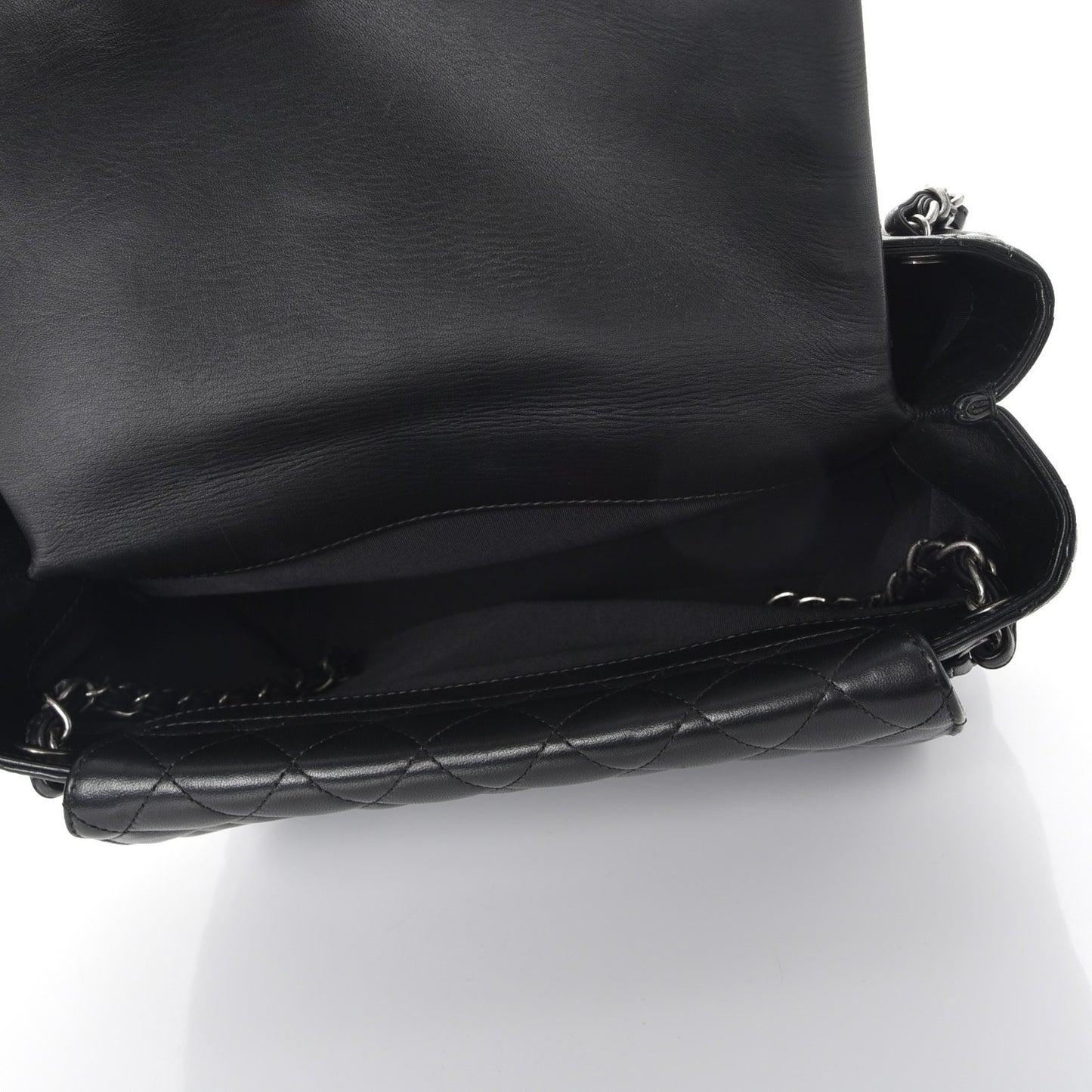 Lambskin Quilted Front Flap Tote Black