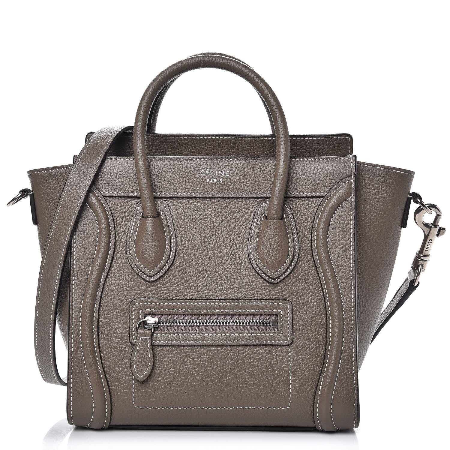 Celine Drummed Calfskin Nano Luggage Souris 1 of 9
