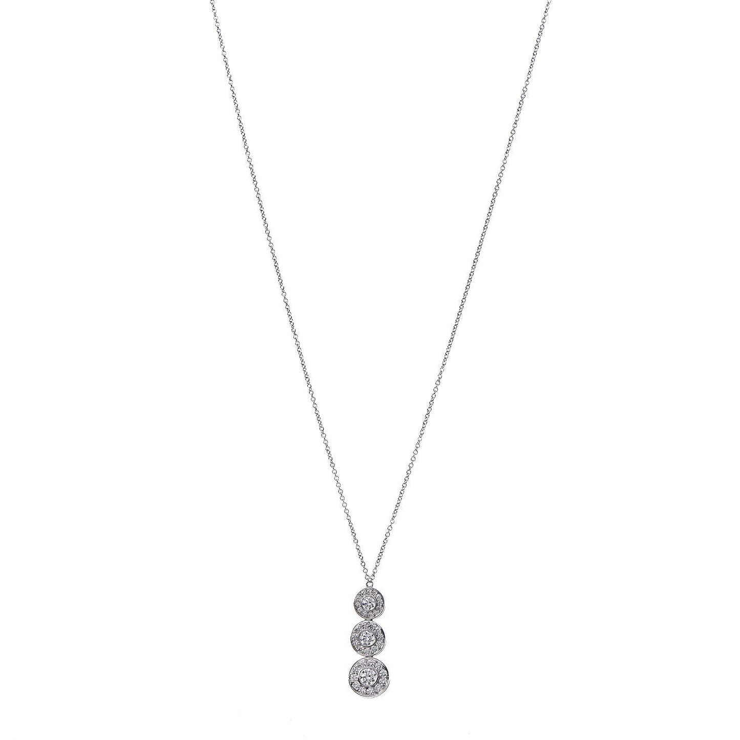 Platinum Diamond Triple Circlet Pendant Necklace