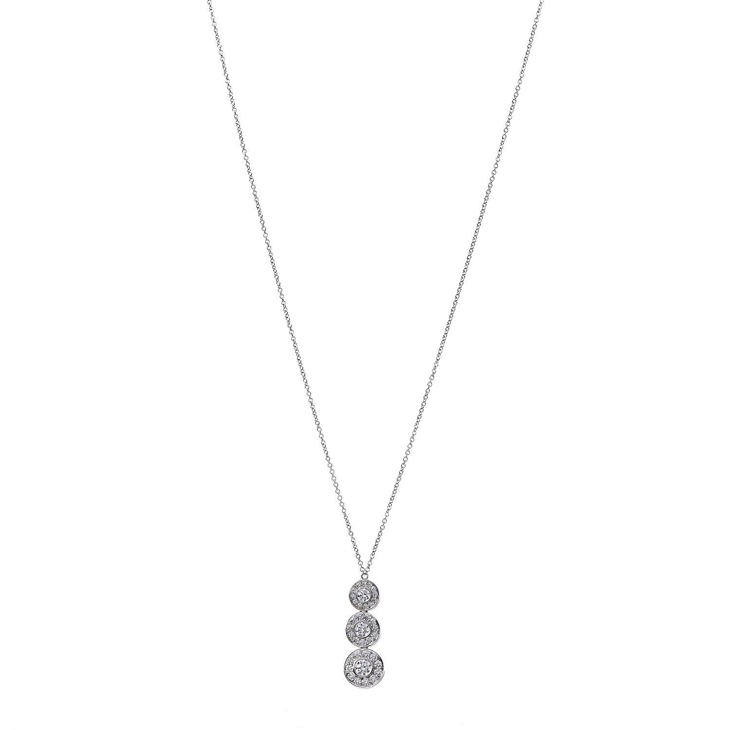 Tiffany Platinum Diamond Triple Circlet Pendant Necklace 1 of 7