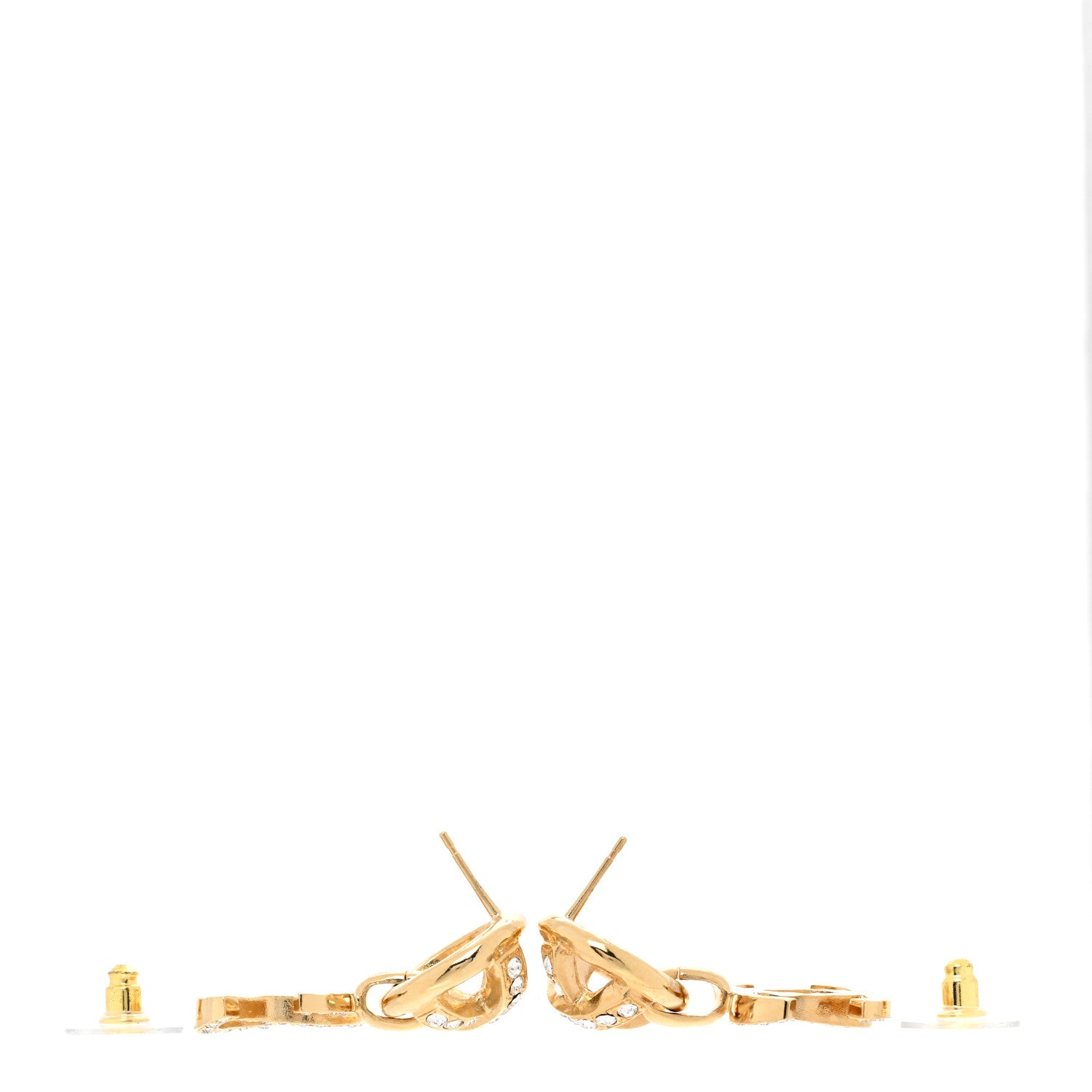 Chanel Crystal CC Drop Earrings Gold 3 of 4