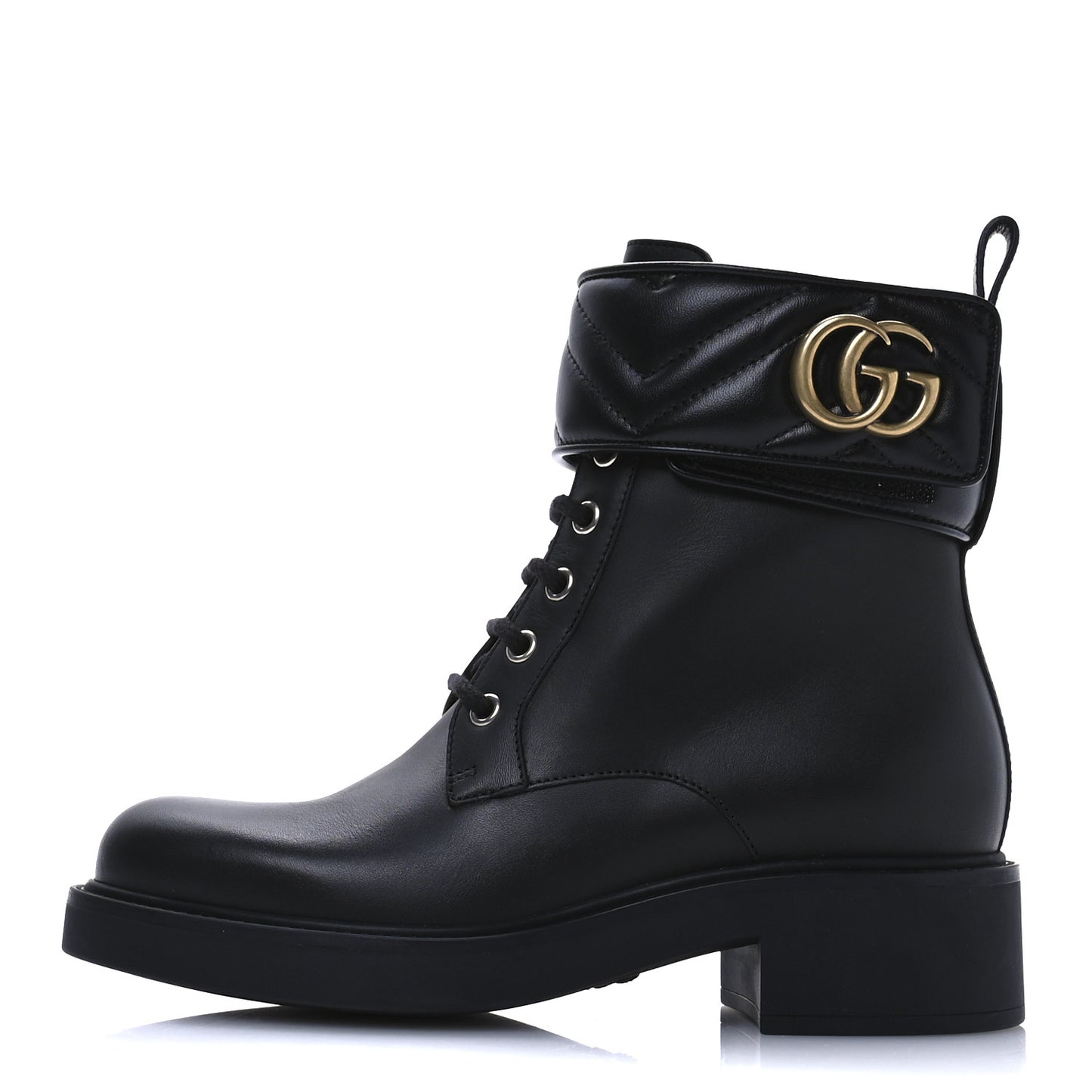 Flores Calfskin Nappa Matelasse GG 40mm Ankle Boots 36.5 Black