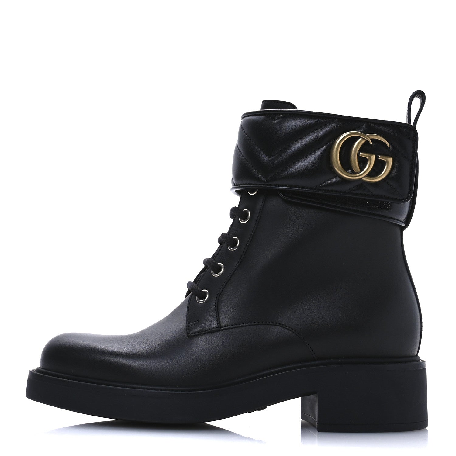 Gucci Flores Calfskin Nappa Matelasse GG 40mm Ankle Boots 36.5 Black 1 of 9