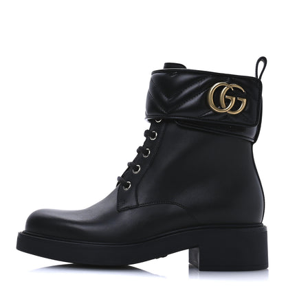 Gucci Flores Calfskin Nappa Matelasse GG 40mm Ankle Boots 36.5 Black 1 of 9