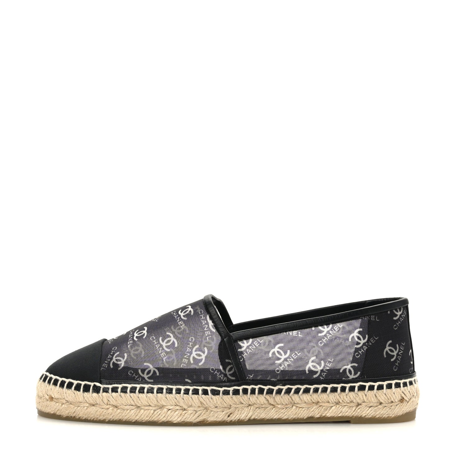Mesh Grosgrain CC Espadrilles 41 Black White