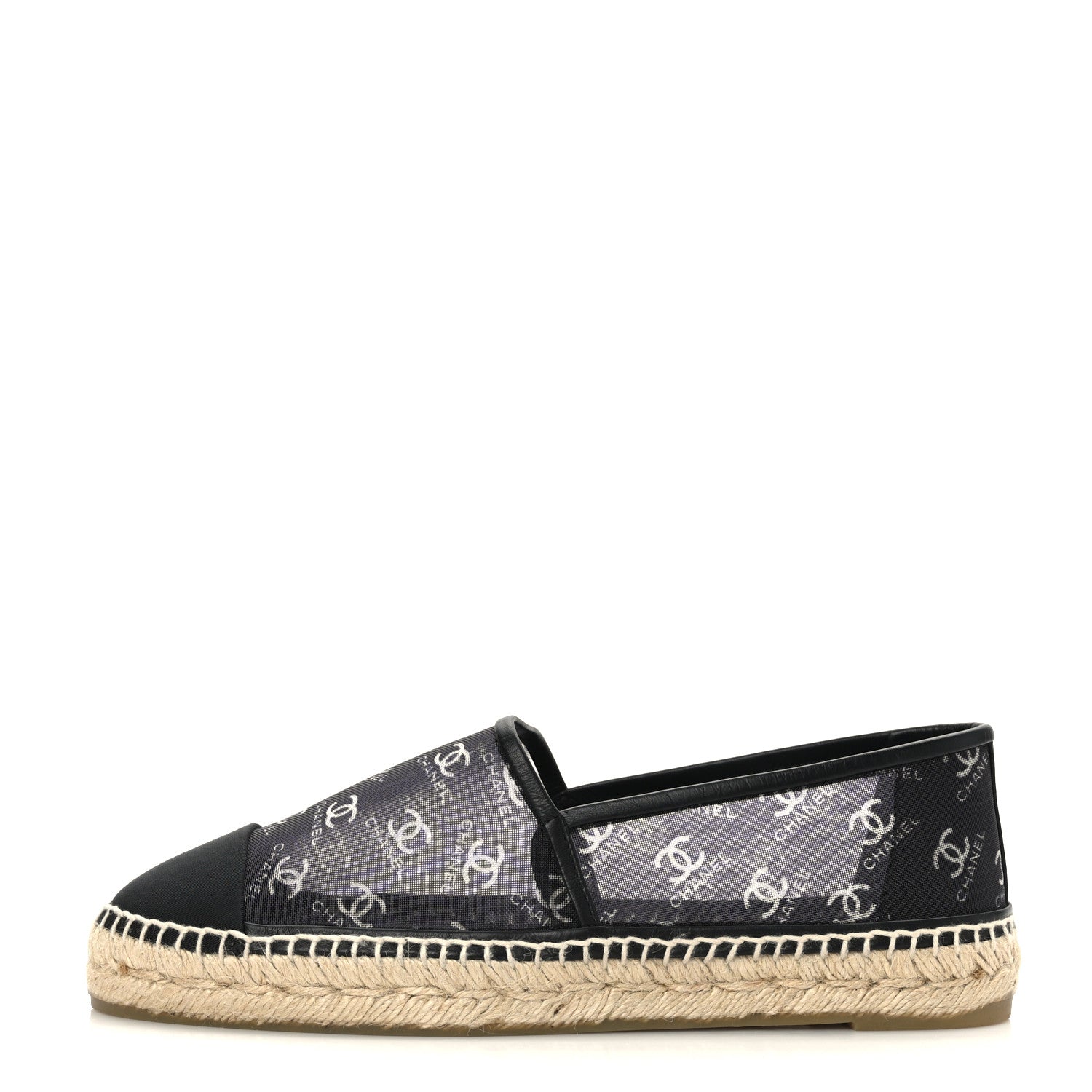 Chanel Mesh Grosgrain CC Espadrilles 41 Black White 1 of 6