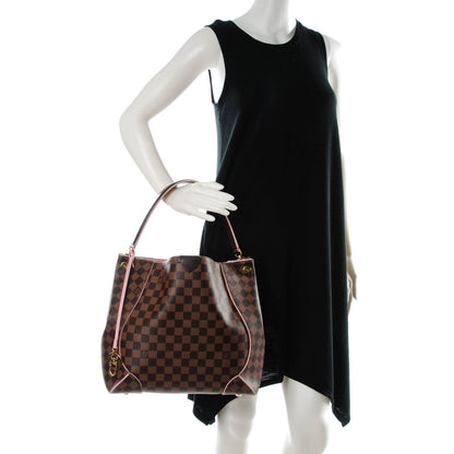 Louis Vuitton Damier Ebene Caissa Hobo Rose Ballerine 2 of 7