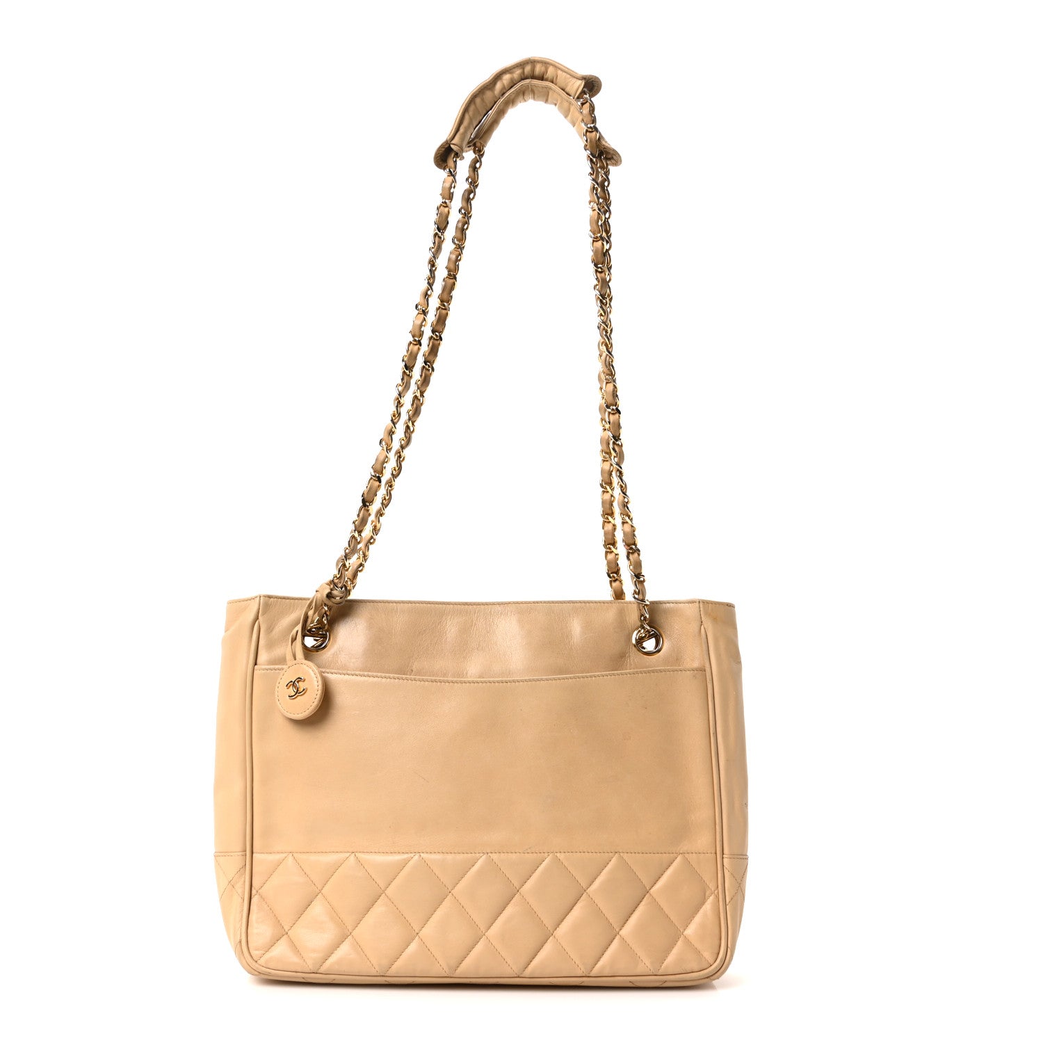 Chanel Lambskin Quilted Shopping Tote Beige 1 of 11