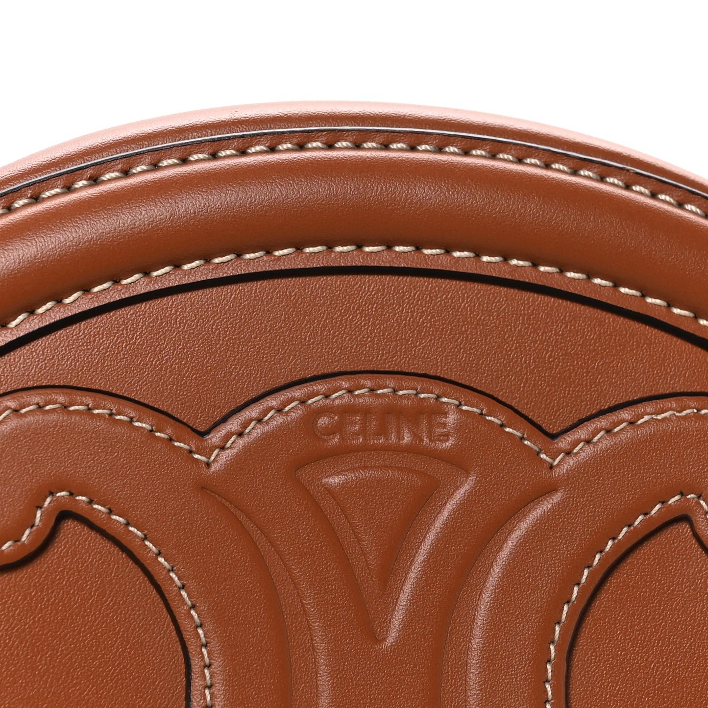 Smooth Calfskin Cuir Small Triomphe Oval Crossbody Purse Tan