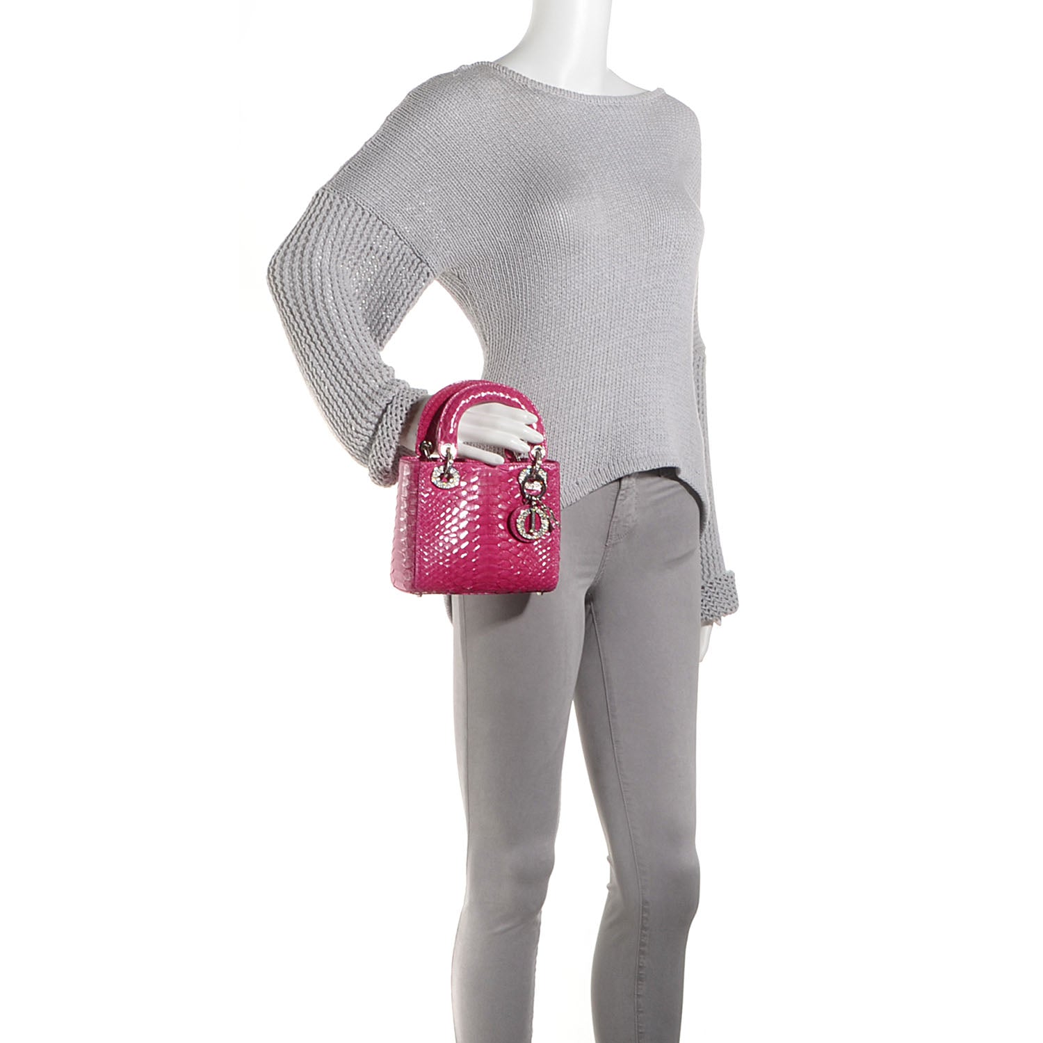 Christian Dior Python Crystal Mini Lady Dior Pink 2 of 9