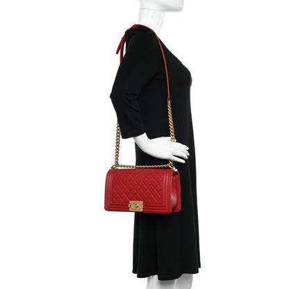 Chanel Caviar Quilted Medium Boy Flap Red 2 of 10