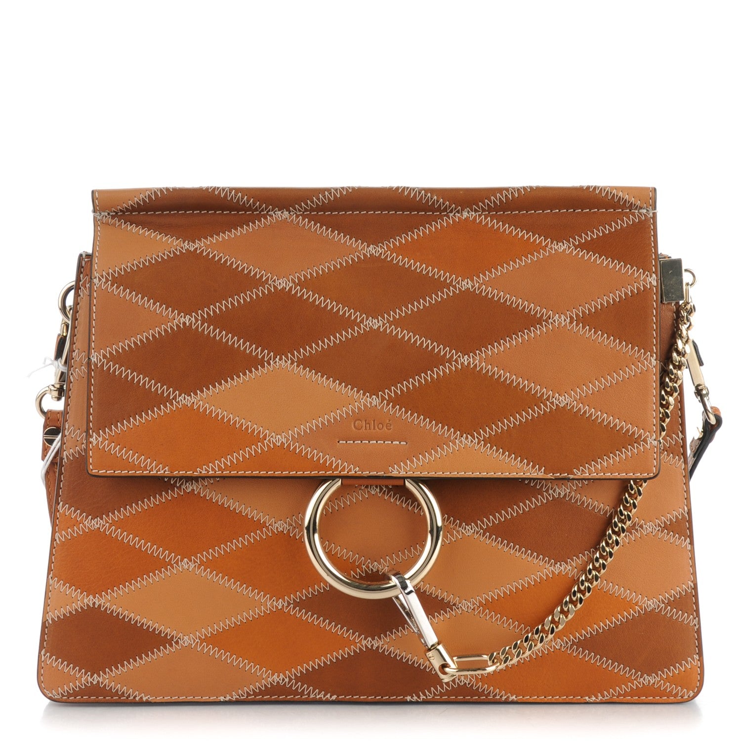 Chloe Calfskin Patchwork Medium Faye Shoulder Bag Caramel 1 of 8