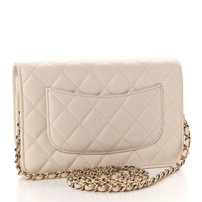 Chanel Goatskin Quilted French New Wave Chain CC Wallet On Chain WOC Ivory 2 of 10
