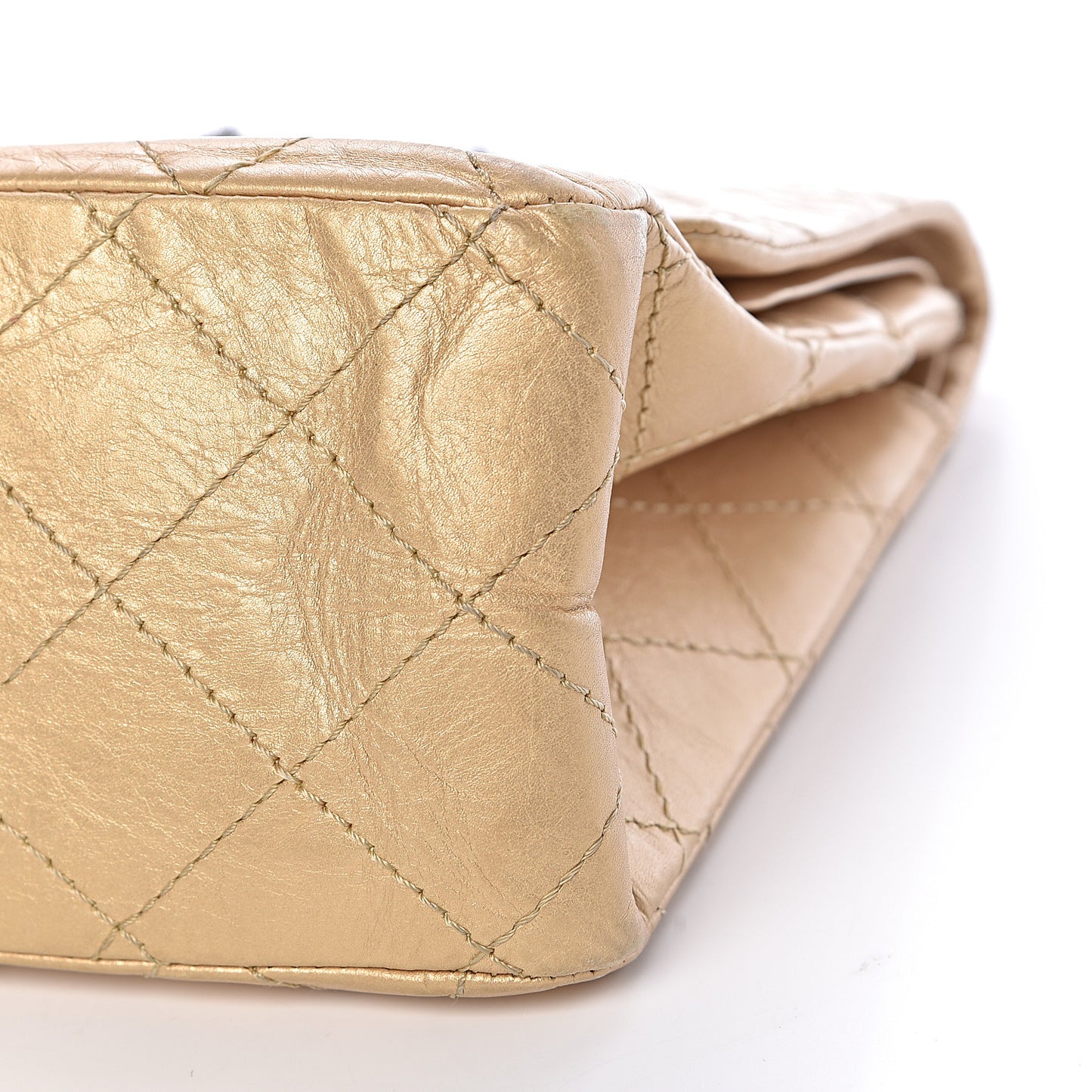 Metallic Aged Calfskin Quilted 2.55 Reissue 227 Flap Gold