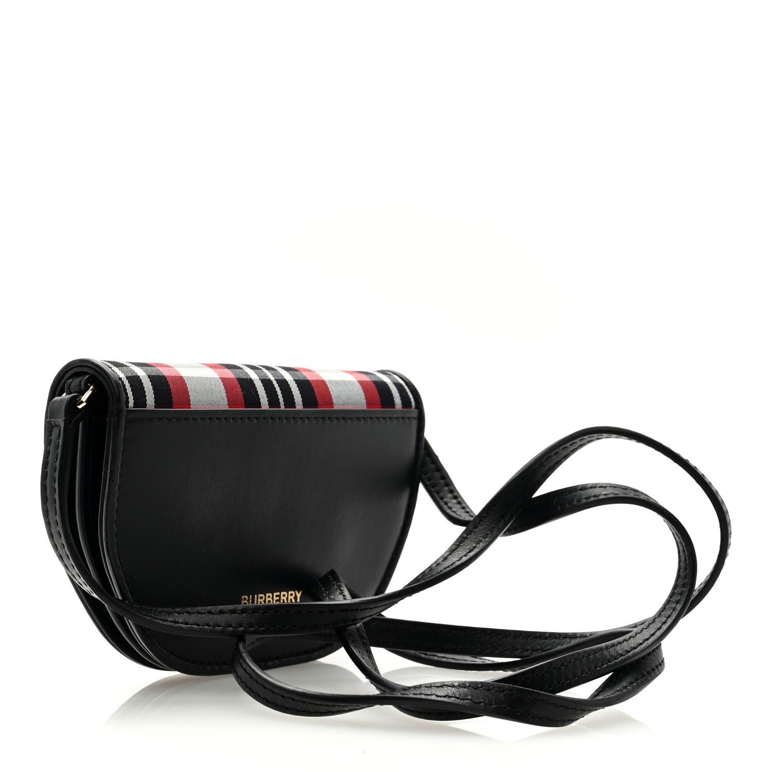 Burberry Calfskin Nylon Tartan Micro Olympia Card Case Bright Red 2 of 8