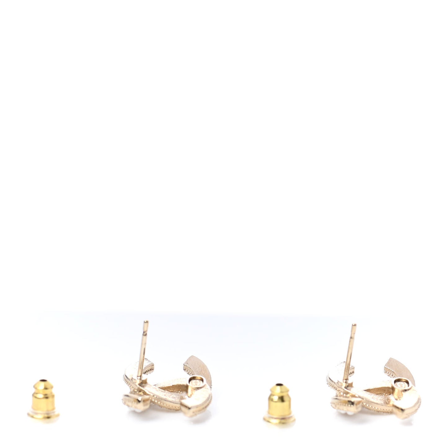 Pearl Crystal CC Earrings Gold