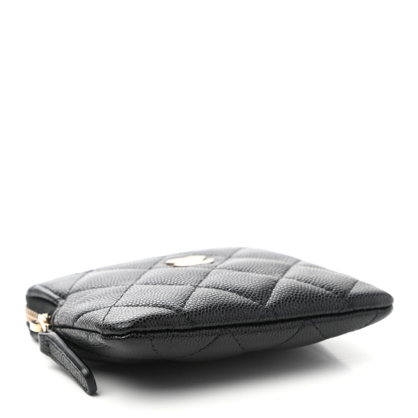 Caviar Quilted Zip Card Holder Wallet Black