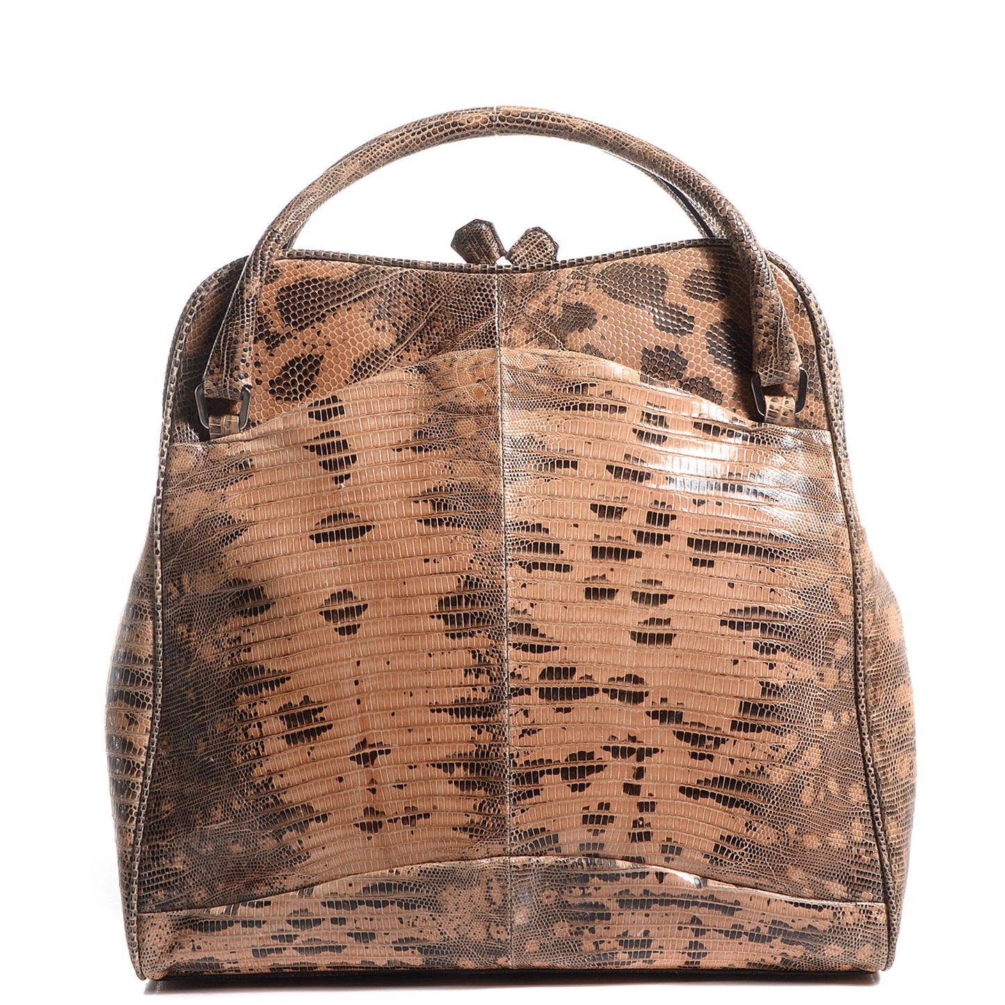 Lizard Kiss Lock Frame Bag Beige
