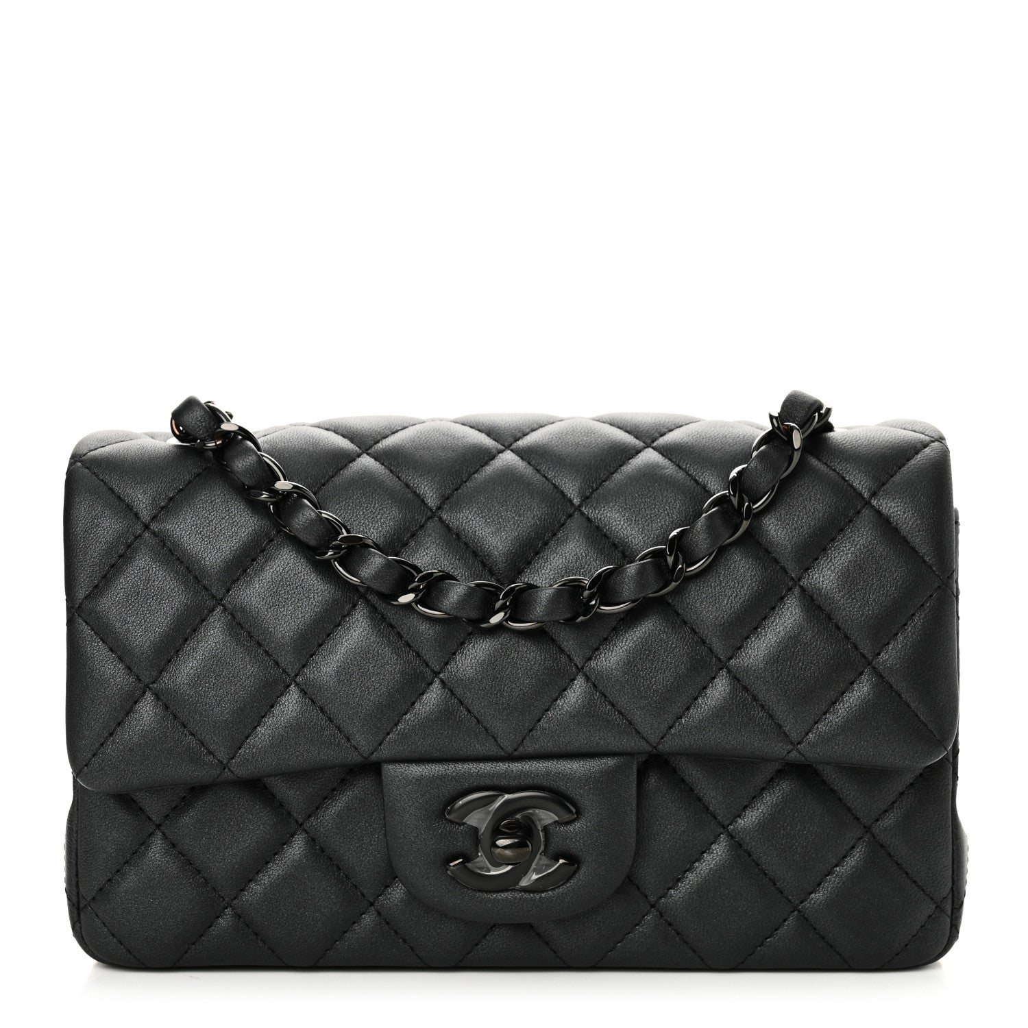 Chanel Lambskin Quilted Mini Rectangular Flap So Black 1 of 10