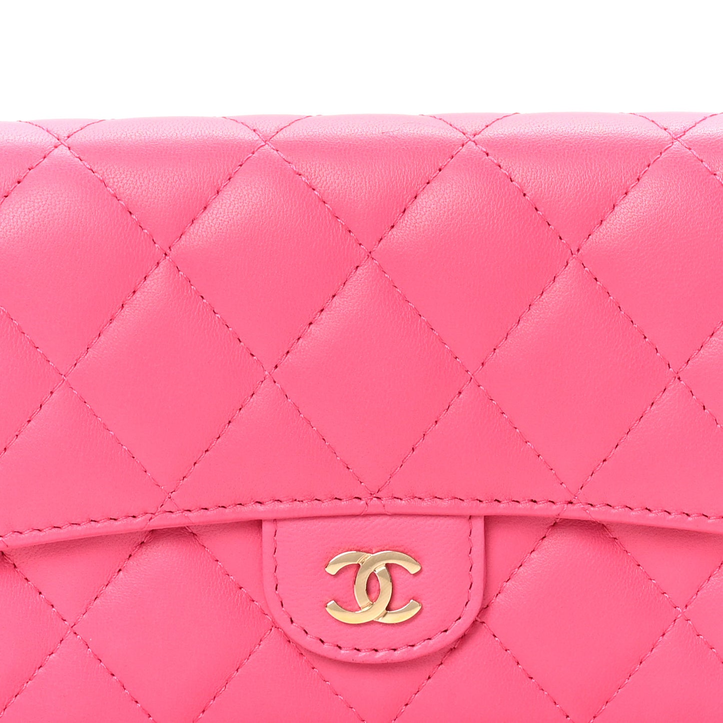 Lambskin Quilted Large Flap Wallet Pink