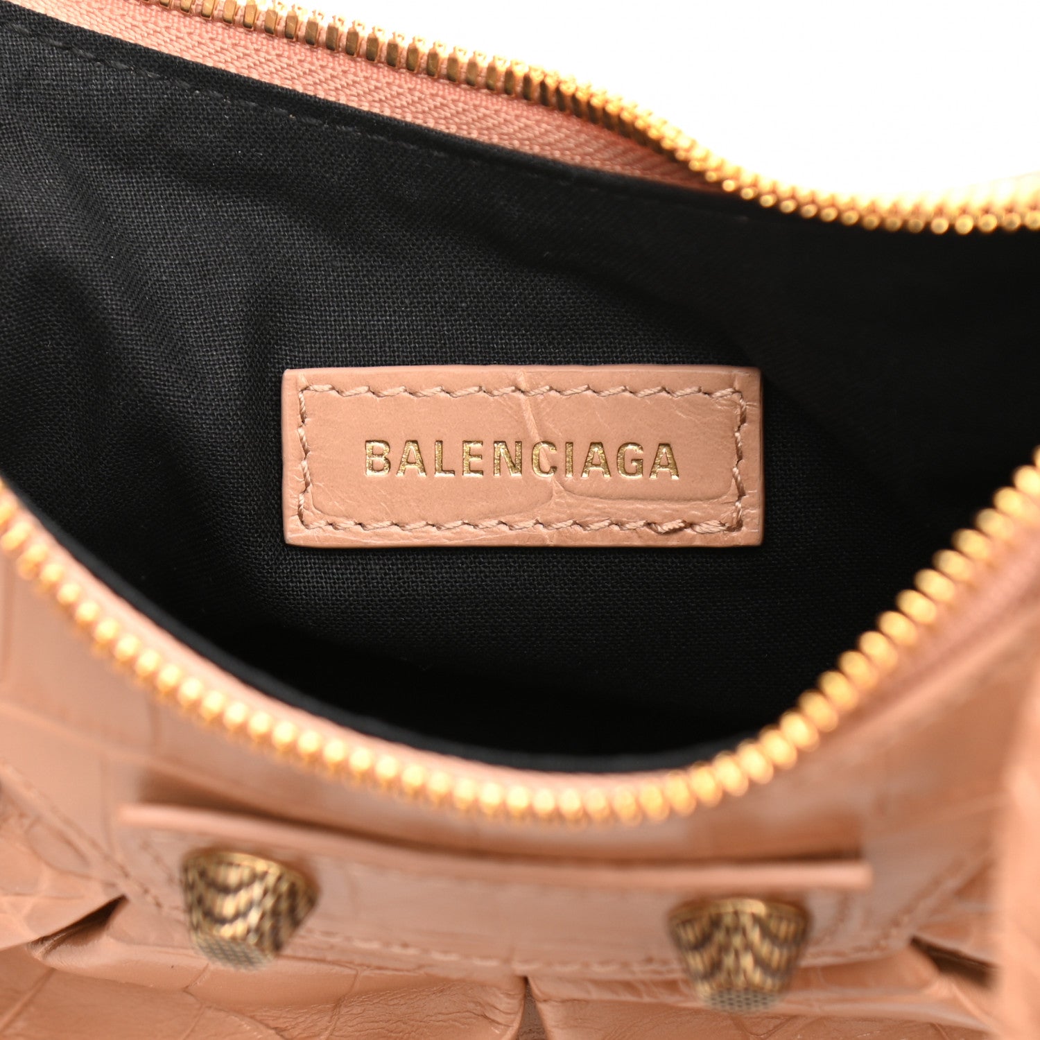 Balenciaga Extra Supple Calfskin Crocodile Embossed Le Cagole Shoulder Bag XS Nude Beige 6 of 10