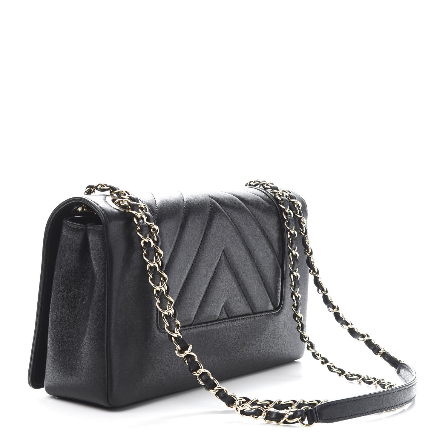 Chanel Sheepskin Chevron Quilted Vintage Mademoiselle Flap Black 3 of 13