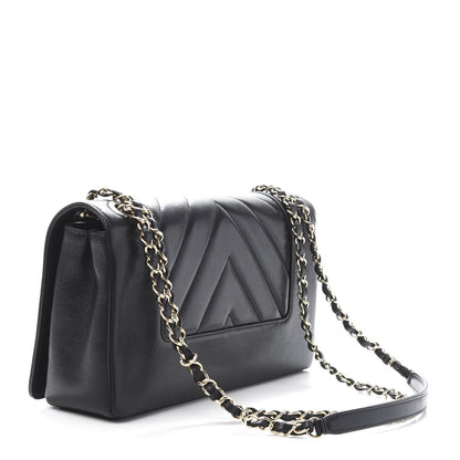 Chanel Sheepskin Chevron Quilted Vintage Mademoiselle Flap Black 3 of 13