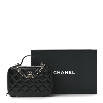 Chanel Shiny Lambskin Quilted CC Vanity Case Black 12 of 12