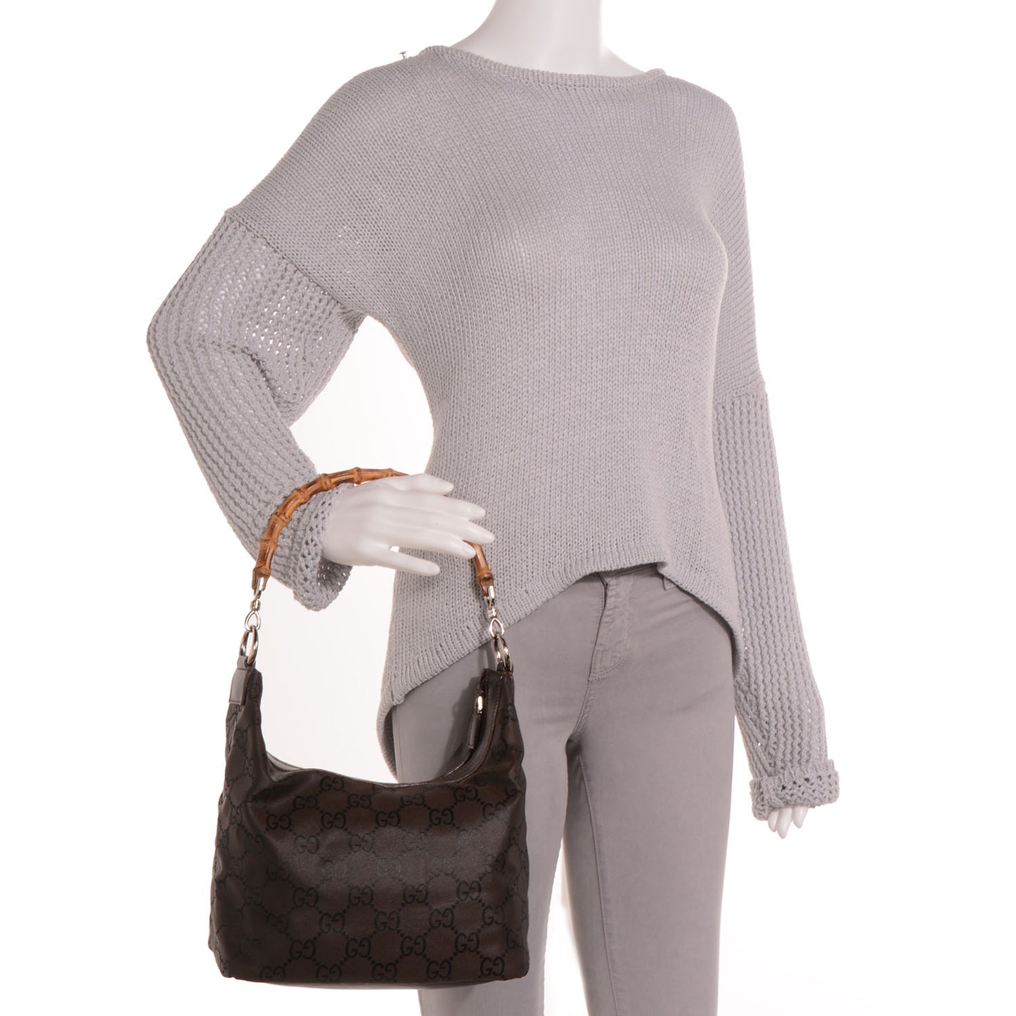 Nylon Monogram Small Bamboo Hobo Brown