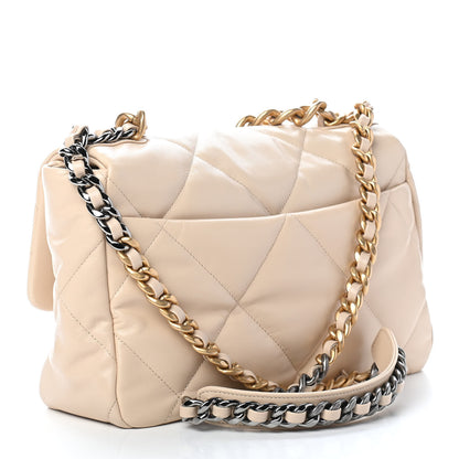 Chanel Goatskin Quilted Large Chanel 19 Flap Beige 3 of 9
