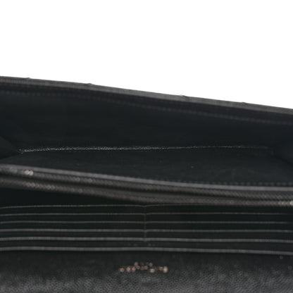 Saint Laurent Grain De Poudre Matelasse Chevron Monogram Monochrome Chain Wallet Black 5 of 12