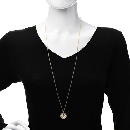 Christian Dior 18K Yellow Gold Diamond Mother of Pearl Rose Des Vents Medallion Necklace 2 of 6