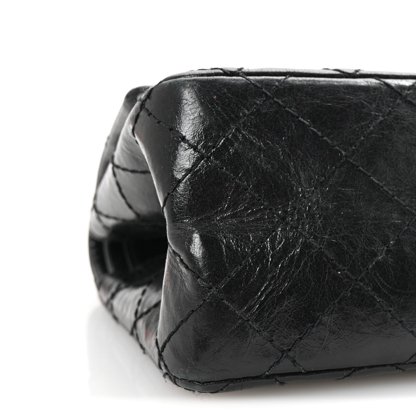 Aged Calfskin Quilted 2.55 Reissue Mini Flap So Black