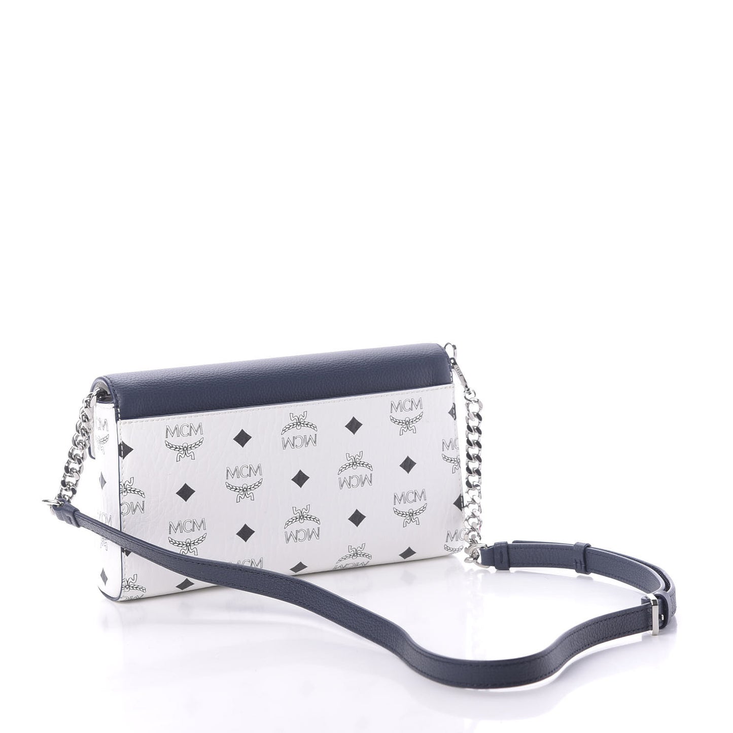 Calfskin Visetos Monogram Millie Color Block Crossbody Bag White Mood Indigo