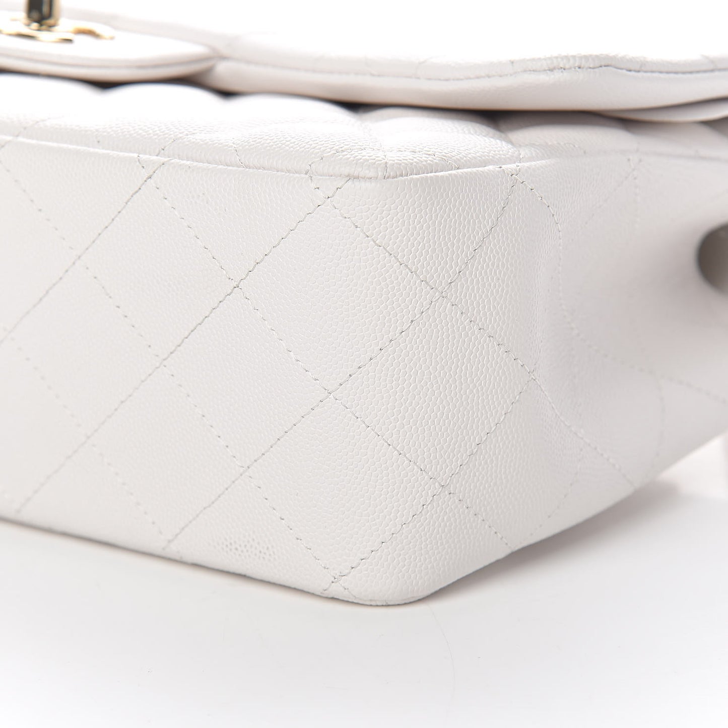 Caviar Quilted Jumbo Double Flap White