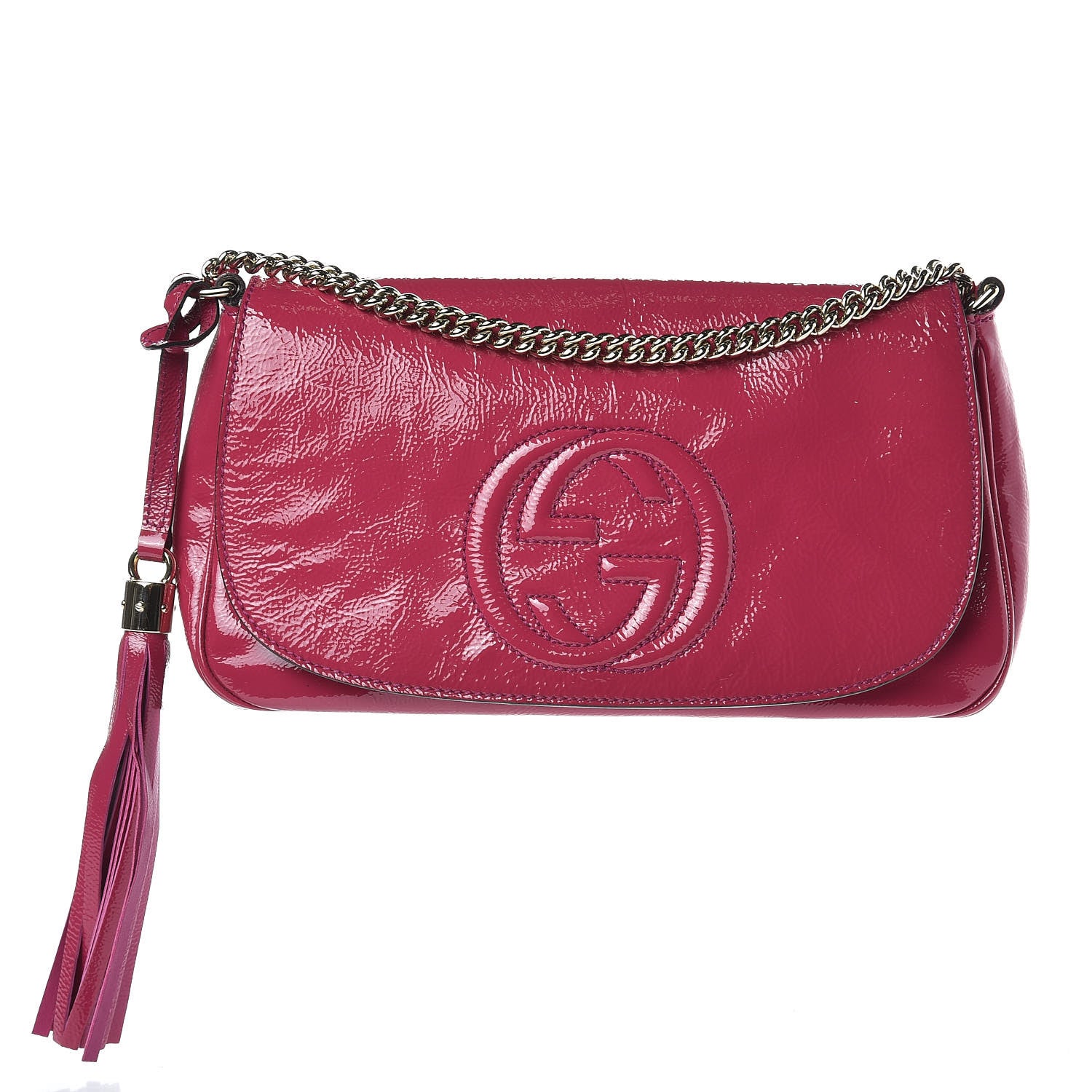 Gucci Patent Medium Soho Flap Crossbody Bright Bougainvillea 1 of 11