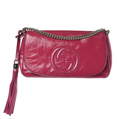 Gucci Patent Medium Soho Flap Crossbody Bright Bougainvillea 1 of 11