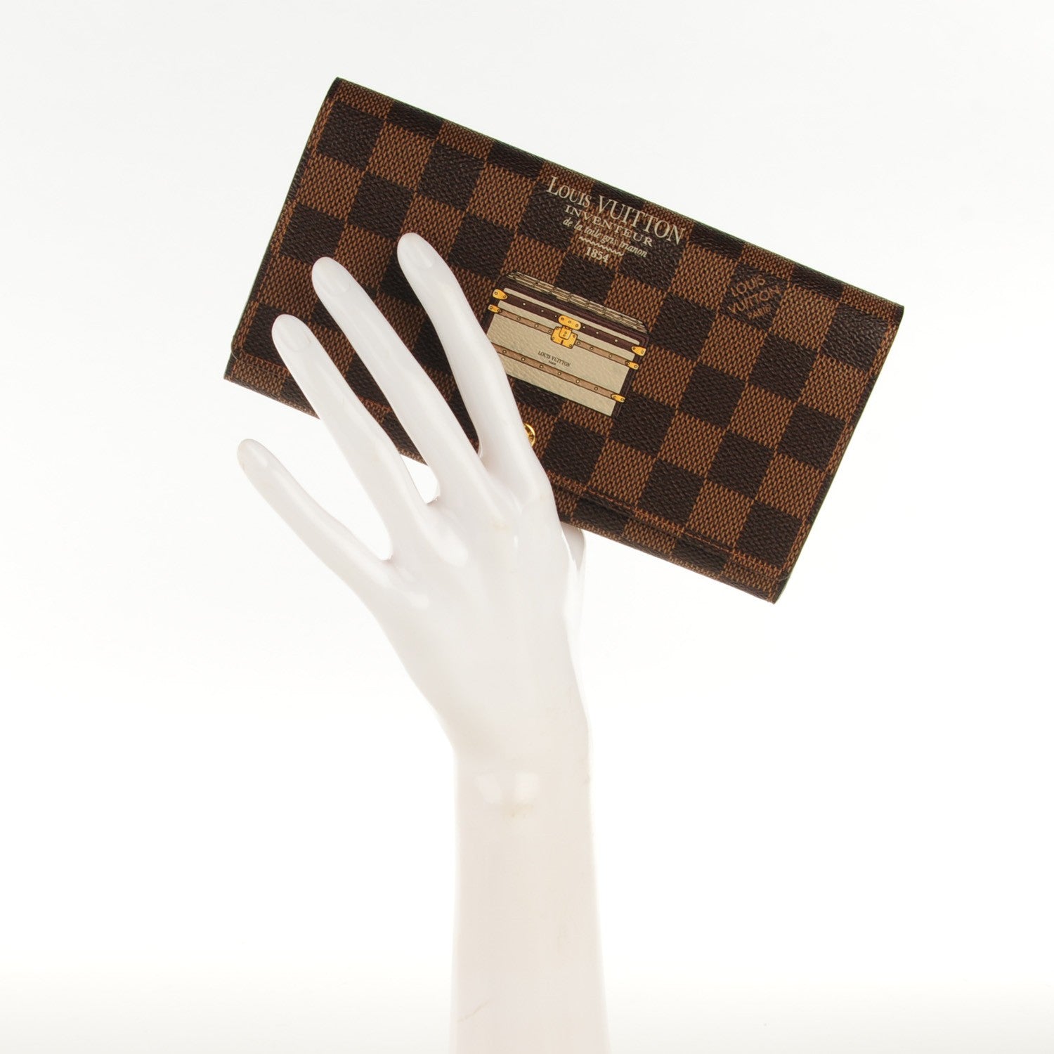 Louis Vuitton Damier Ebene Trunks and Locks Sarah Wallet 2 of 7