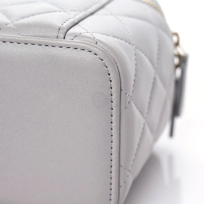 Chanel Lambskin Quilted Small Top Handle Vanity Case With Chain Light Grey 8 of 15