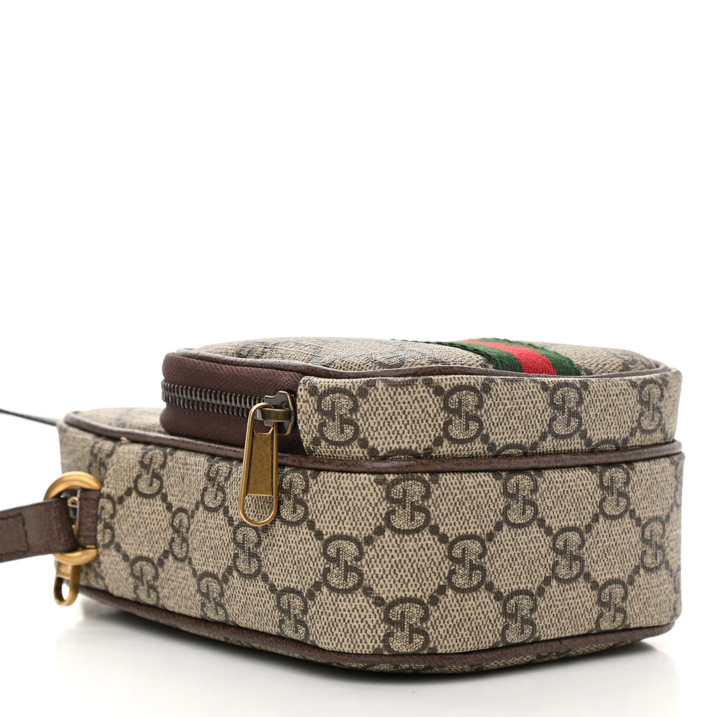 GG Supreme Monogram Web Mini Ophidia Double Zip Messenger Bag Beige New Acero