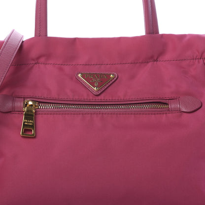 Prada Tessuto Nylon Saffiano Tote Ibisco 12 of 12