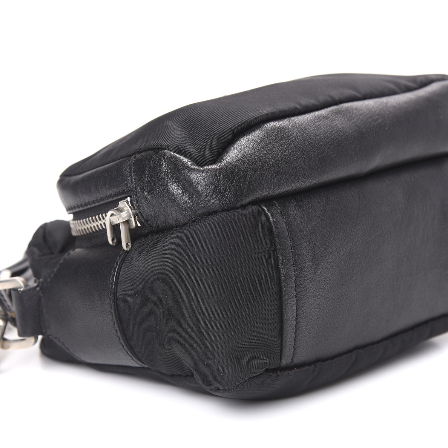 Prada Soft Calfskin Saffiano Nylon Shoulder Bag Black 7 of 9