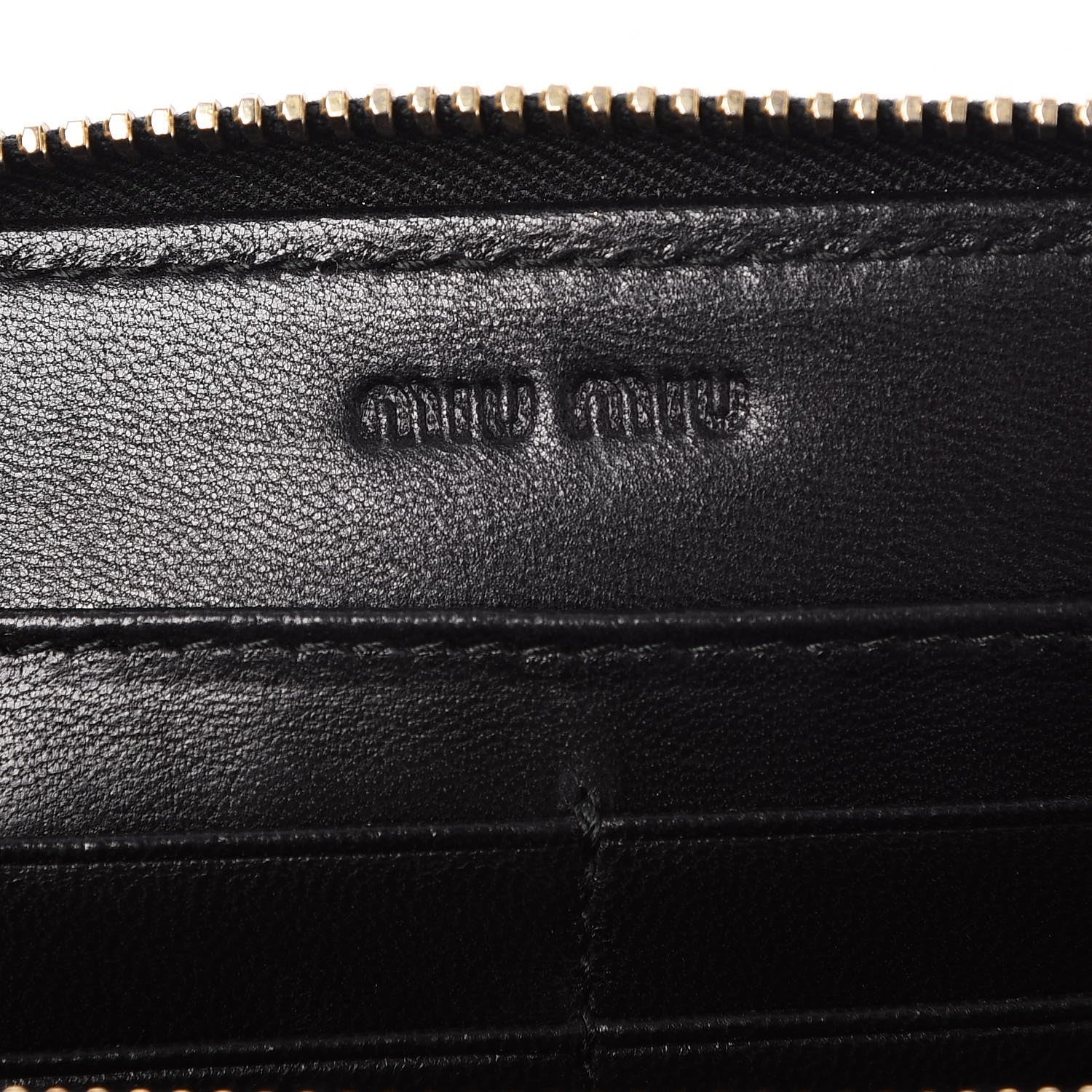 Miu Miu Nappa Metal Studded Zip Around Wallet Nero Black 6 of 6