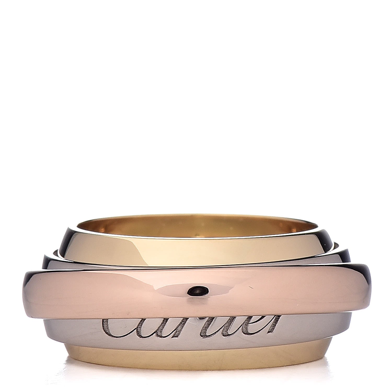 Cartier 18K Pink Yellow White Gold Trinity Spinner Band Ring 51 5.75 1 of 5