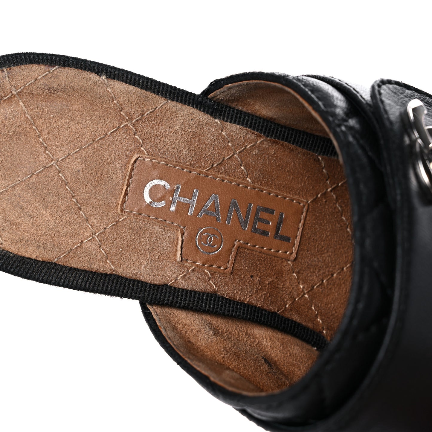 Lambskin Quilted CC Turn Lock Clogs 36 Black