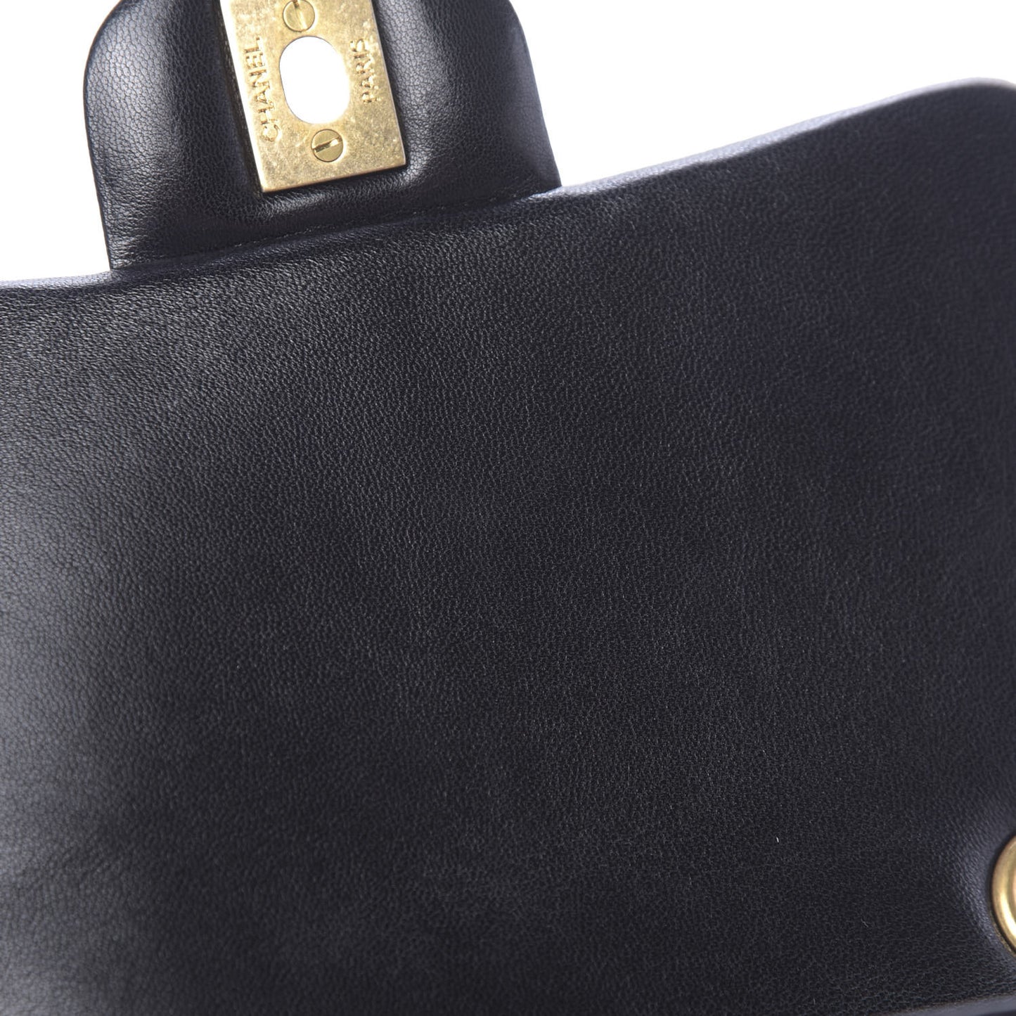 Lambskin Cross Stitch Mini Coco Handle Flap Dark Black