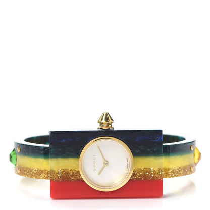 Gucci Stainless Steel Plexiglass Mother of Pearl 24mm Rainbow Quartz Watch 2 of 5